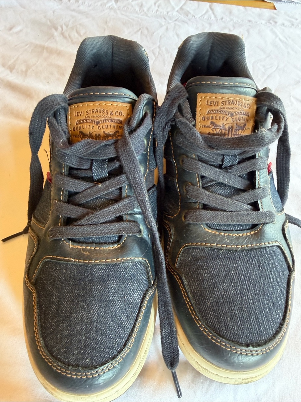 Levi's Navy and Tan Men's Denim-Trim Sneakers